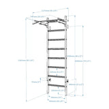 BenchK 221W Multifunctional Wall Bars with Fixed Steel 6-Grip Pull-Up Bar – White