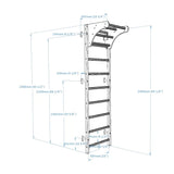 BenchK 711B + A076 & BenchK 711W + A204 Wall Bars with Adjustable Wooden Pull-Up Bar and Gymnastic Accessories