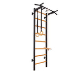 BenchK 221B+A076 Wall Bars with Fixed Steel 6-Grip Pull-Up Bar and Gymnastic Accessories