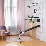 BenchK 233W Multifunctional Swedish Wall Bars – Complete Home Gym System with Pull-Up Bar, Dip Bar, and Bench