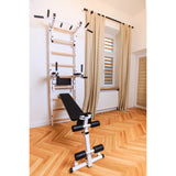 BenchK 733B & 733W Wall Bars with Convertible Pull-Up Bar, Dip Station, and Advanced Workout Bench | Home & Professional Use