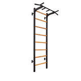 BenchK 221B Multifunctional Wall Bars with Fixed Steel 6-Grip Pull-Up Bar – Black