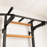 BenchK 221B+A076 Wall Bars with Fixed Steel 6-Grip Pull-Up Bar and Gymnastic Accessories