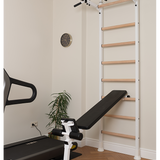 BenchK 523B & 523W Wall Bars with Fixed 6-Grip Pull-Up Bar, Dip Station, and Advanced Workout Bench | Floor-to-Ceiling or Wall Mount