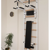 BenchK 523B & 523W Wall Bars with Fixed 6-Grip Pull-Up Bar, Dip Station, and Advanced Workout Bench | Floor-to-Ceiling or Wall Mount