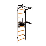 BenchK 222B Wall Bars with Fixed Steel 6-Grip Pull-Up Bar and Dip Bar with Back Support