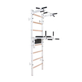 BenchK 222W Wall Bars with Fixed Steel 6-Grip Pull-Up Bar and Dip Bar with Back Support