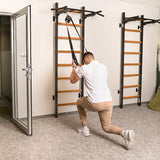 BenchK PB2B/PB2W Fixed Steel 6-Grip Pull-Up Bar for BenchK Wall Bars – Black & White | Permanently Mounted for Series 7 Wall Bars