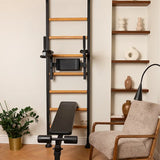BenchK 523B & 523W Wall Bars with Fixed 6-Grip Pull-Up Bar, Dip Station, and Advanced Workout Bench | Floor-to-Ceiling or Wall Mount