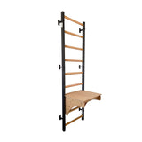 BenchK 712B & 712W Wall Bars with Adjustable Wooden Pull-Up Bar and Benchtop | Space-Saving Fitness & Workspace Solution