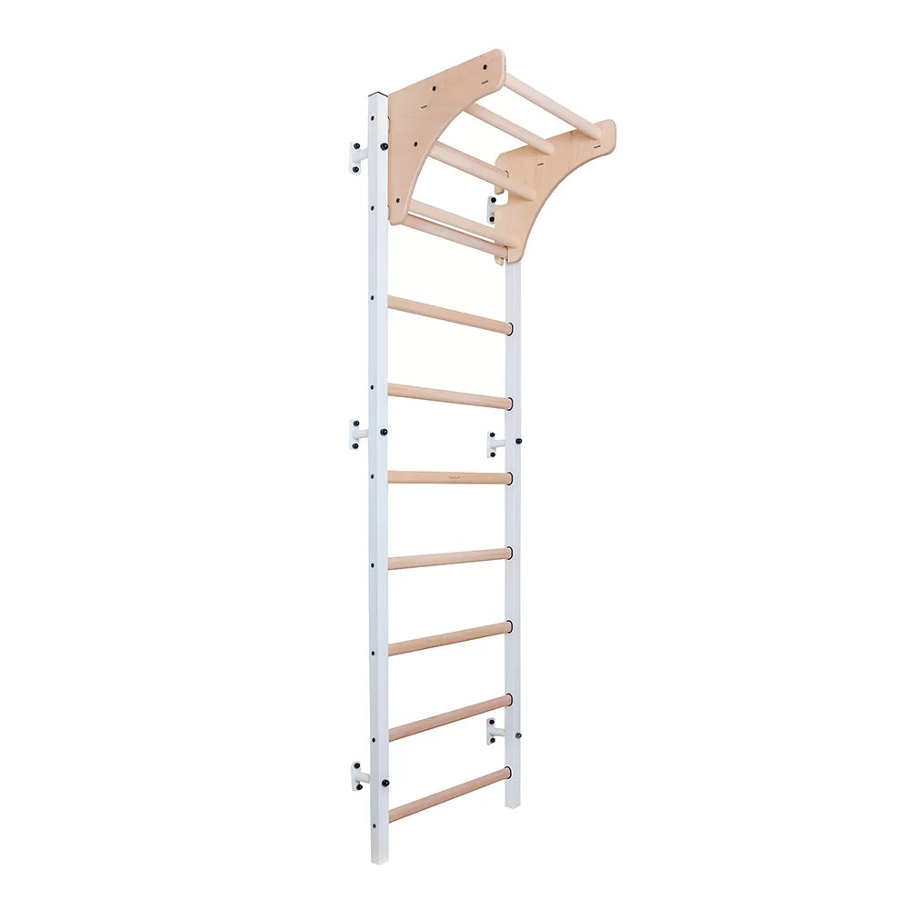 BenchK 711B & BenchK 711W Wall Bars with Adjustable Solid Beech Wooden Pull-Up Bar – Multifunctional Gymnastic Ladder for Home & Office