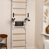 BenchK 222W Wall Bars with Fixed Steel 6-Grip Pull-Up Bar and Dip Bar with Back Support