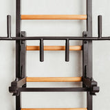 BenchK 231B Multifunctional Wall Bars with Convertible Steel 6-Grip Pull-Up Bar & Barbell Holder – Black