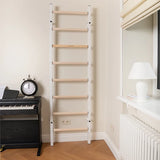 BenchK 200W Wall Bars - Stylish Steel Frame Gymnastic Ladder with 8 Solid Beech Rungs for Home Fitness