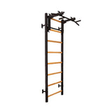 BenchK 231B Multifunctional Wall Bars with Convertible Steel 6-Grip Pull-Up Bar & Barbell Holder – Black