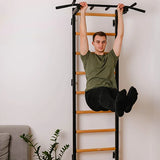 BenchK 721B & BenchK 721W Wall Bars with Fixed 6-Grip Pull-Up Bar | Compact, Stylish Fitness Station for Home & Professional Use