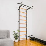 BenchK 721B & BenchK 721W Wall Bars with Fixed 6-Grip Pull-Up Bar | Compact, Stylish Fitness Station for Home & Professional Use
