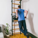 BenchK 722B & 722W Wall Bars with Fixed 6-Grip Pull-Up Bar and Adjustable Dip Station | Compact, Luxurious Workout Station for Home & Professional Use