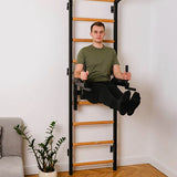 BenchK 722B & 722W Wall Bars with Fixed 6-Grip Pull-Up Bar and Adjustable Dip Station | Compact, Luxurious Workout Station for Home & Professional Use